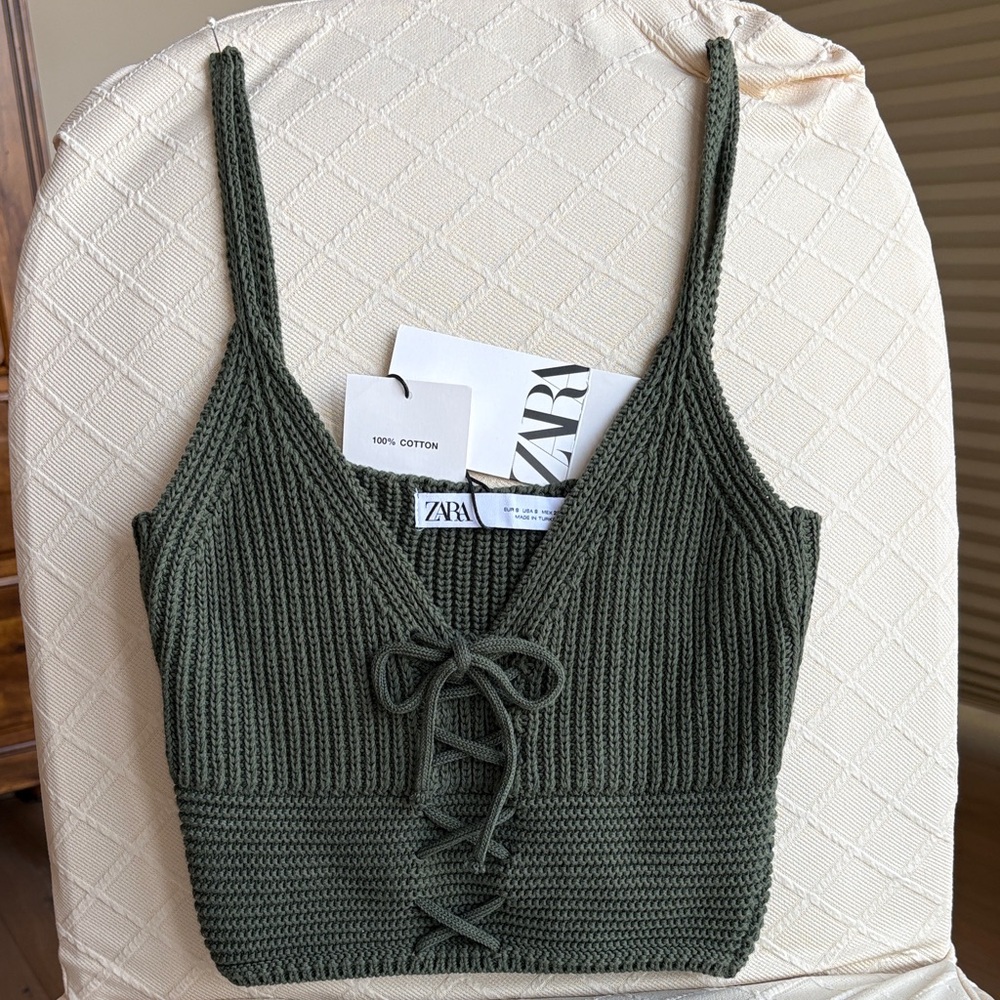 Zara Dark Green Knit Camisole
